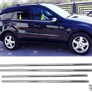 For Mercedes M Class W164 ML (2005-2011) Chrome Windows Trim 4 Pcs. Glossy Stainless Steel