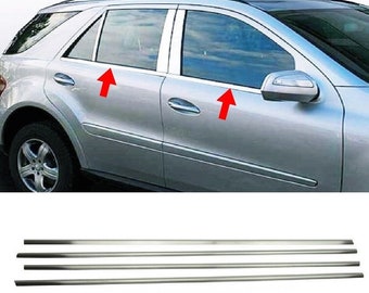 For Mercedes M Class W164 ML (2005-2011) Chrome Windows Trim 4 Pcs. BRUSHED Stainless Steel