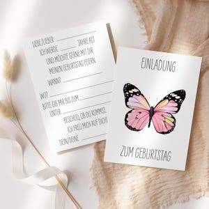Einladungskarten, Kindergeburtstag, Schmetterling, Schmetterling Einladung, Karten Set, Einladungen für Kinder, Geburtstagsparty