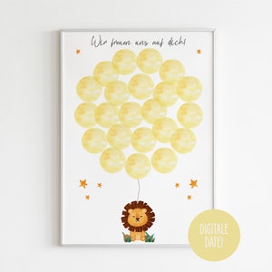 babyparty, wir freuen uns auf dich, Poster, Gästebuch, Löwe, digital, download