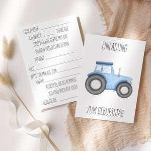 Einladungskarten, Kindergeburtstag, Trecker, Trecker Einladung, Karten-Set zum Ausfüllen, Einladungen für Kinder,