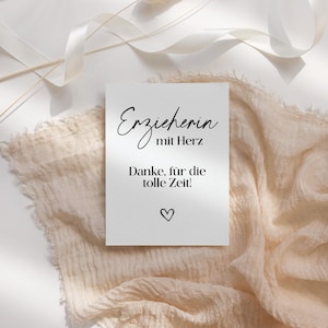 Erzieherin mit Herz, Grußkarte, Postkarte, Geschenk, Abschiedsgeschenk, Karte
