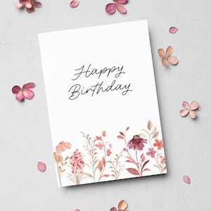 Happy Birthday, Karte, Blumen, Geburtstagskarte