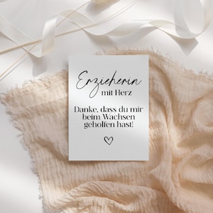Erzieherin mit Herz, Grußkarte, Postkarte, Geschenk, Abschiedsgeschenk, Karte