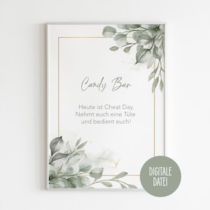 Candy Bar, Schild, Hochzeit, DIN A4, digital, Download, Candybar Süßigkeiten
