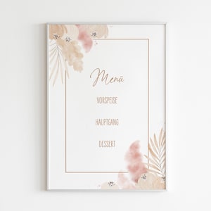 Menü, Schild, Feier, Hochzeit, Geburtstag, Party, Dekoration, DIN A6, A5 & A4