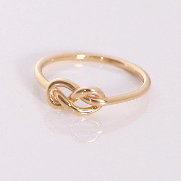 Minimalistischer 14K Echtgoldknotenring, romantischer Liebessymbolschmuck, trendiges Freundschaftsgeschenk, Ring für jede Gelegenheit, Geschenk für Soulmate-Geburtstag