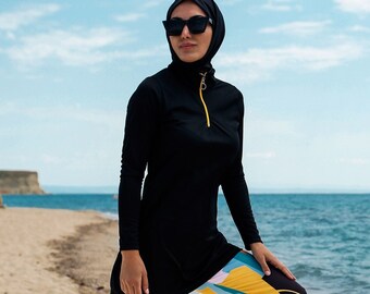 Burkini, Modest Swimwear, Hijab Swimsuit, Summer Dresses Women, Gift for Her, Islamic Gift, Full Coverage, Color Black, Long Sleeve