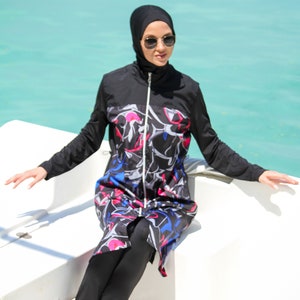 Burkini Swimwear Set, Summer Dresses Women, Parachute Swimsuit Fabric, Long Sleeve, Fully Covered, Modern High Quality Islamic Swimsuit image 5