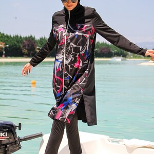 Burkini Swimwear Set, Summer Dresses Women, Parachute Swimsuit Fabric, Long Sleeve, Fully Covered, Modern High Quality Islamic Swimsuit image 3