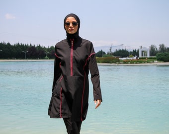 Modest Swimwear Set ,Parachute Fabric ,3 Piece Elegant Burkini, Fully Covered,Modern and High Quality Islamic Swimsuit, Summer Dresses Women