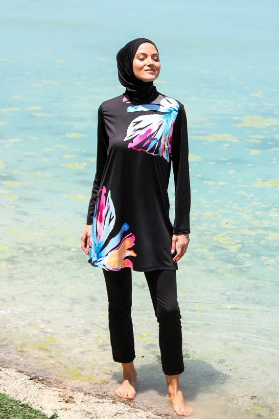 3pcs Muslim Modest Swimsuit Full Cover Burkini Women Swimwear Islamic  Costumes