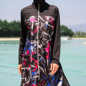 Burkini Swimwear Set, Summer Dresses Women, Parachute Swimsuit Fabric, Long Sleeve, Fully Covered, Modern High Quality Islamic Swimsuit image 2