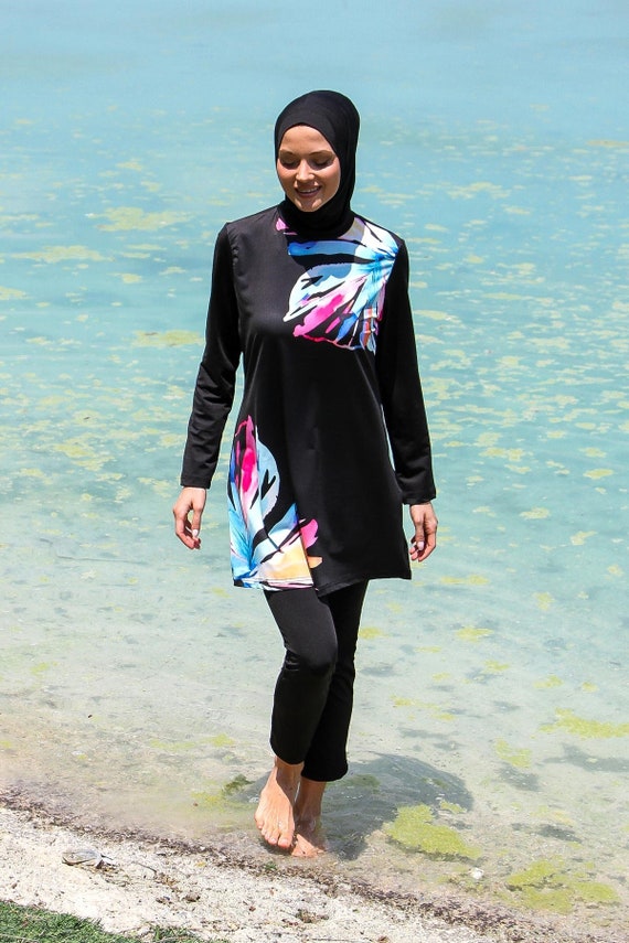 Modest Swimwear, Summer Dresses Women, Flower Pattern, Burkini, 3 Piece,  Long Sleeve, Fully Covered, Modern and Quality Islamic Swimsuit 