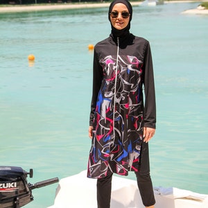 Burkini Swimwear Set, Summer Dresses Women, Parachute Swimsuit Fabric, Long Sleeve, Fully Covered, Modern High Quality Islamic Swimsuit image 6