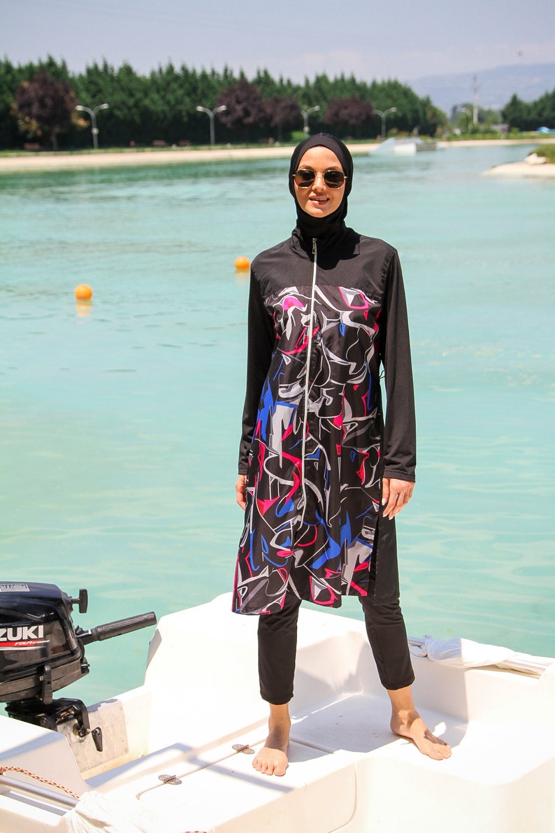 Burkini Swimwear Set, Summer Dresses Women, Parachute Swimsuit Fabric, Long Sleeve, Fully Covered, Modern High Quality Islamic Swimsuit image 6
