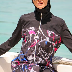 Burkini Swimwear Set, Summer Dresses Women, Parachute Swimsuit Fabric, Long Sleeve, Fully Covered, Modern High Quality Islamic Swimsuit image 4
