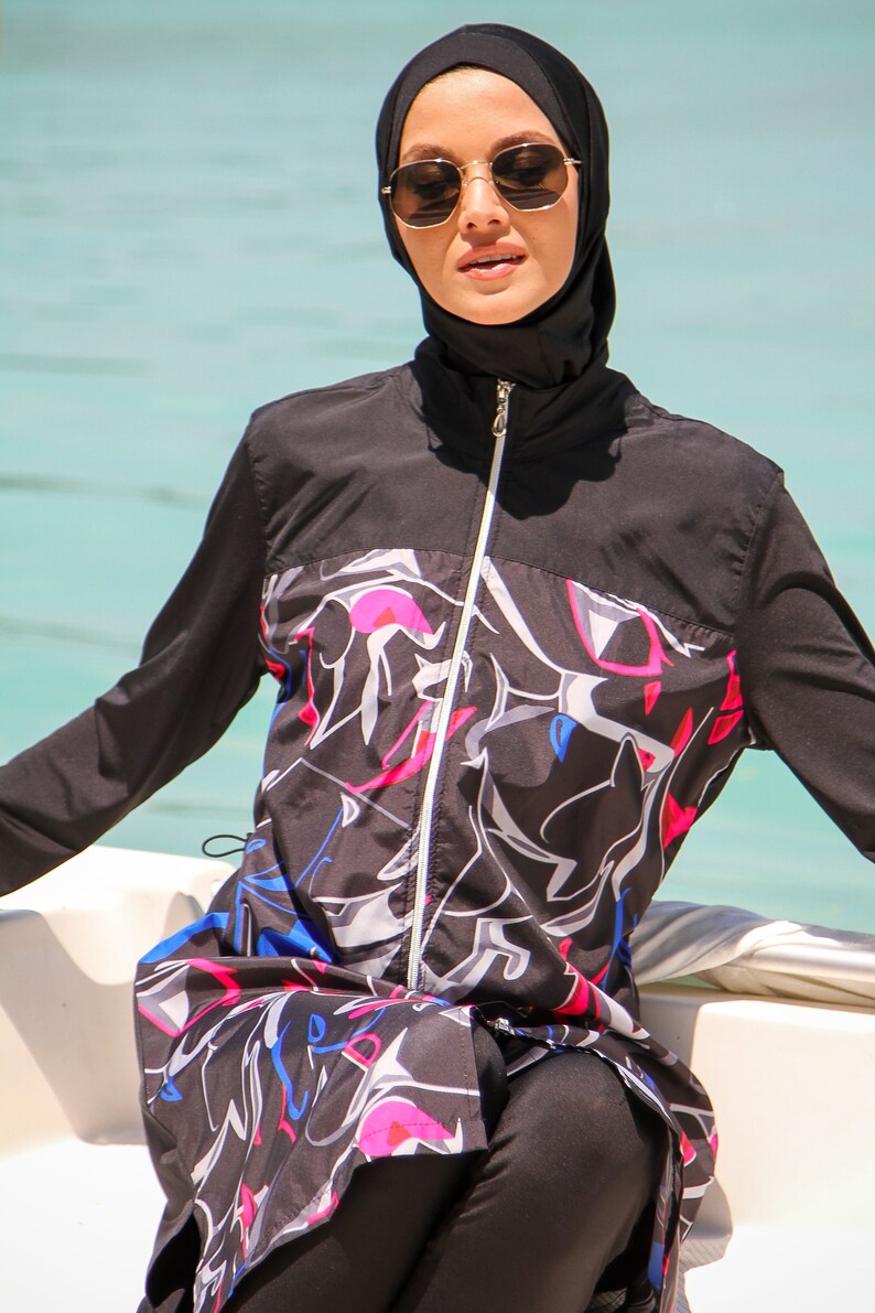 Burkini Swimwear Set, Summer Dresses Women, Parachute Swimsuit Fabric, Long Sleeve, Fully Covered, Modern High Quality Islamic Swimsuit image 4