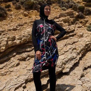 Burkini Swimwear Set, Summer Dresses Women, Parachute Swimsuit Fabric, Long Sleeve, Fully Covered, Modern High Quality Islamic Swimsuit image 8