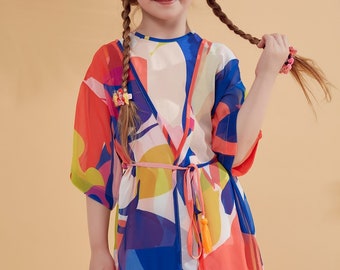 Kids Colourful Swimwear Kimono Pareo P2331