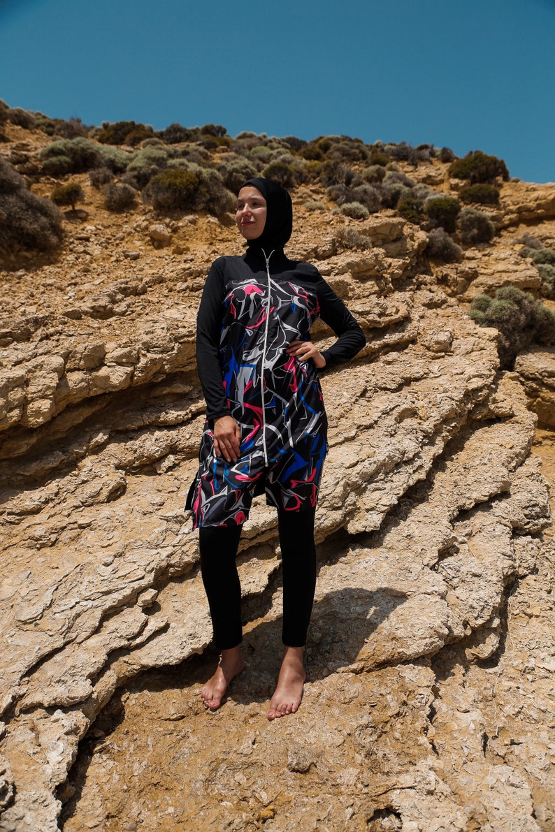 Burkini Swimwear Set, Summer Dresses Women, Parachute Swimsuit Fabric, Long Sleeve, Fully Covered, Modern High Quality Islamic Swimsuit image 7