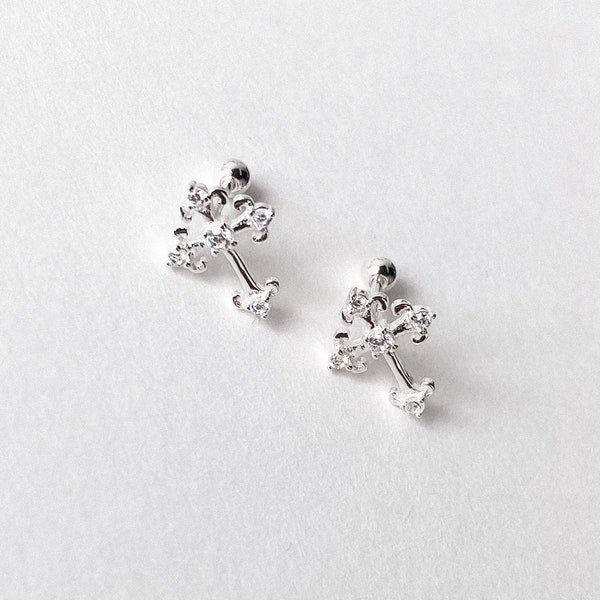 Aesthetic Palace Cross Silver Stud Earrings - Classics Dainty Cross Stud Earrings - Girl Must Have Daily Unique Earrings - Chic Gift For Her