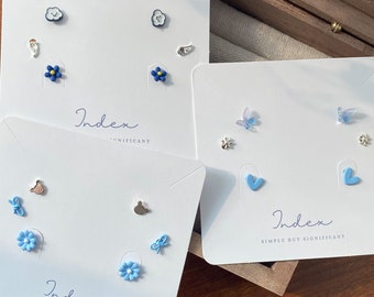 Set di orecchini blu carini per 3 - Set di orecchini carini - Orecchini di tutti i giorni - Orecchini minimalisti - regalo per lei - Set di piccoli perni - Orecchini semplici