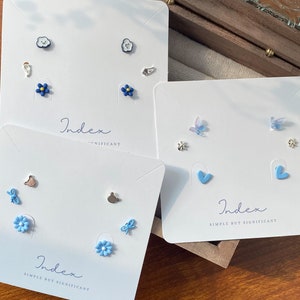 Blue Cute Earrings Set for 3