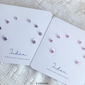 Dainty Pink / Purple Polygon Small Stud Earrings Set - Tiny Polygon Stud Earrings Set For Women - Girls Cute Minimalist Small Stud Set Gifts
