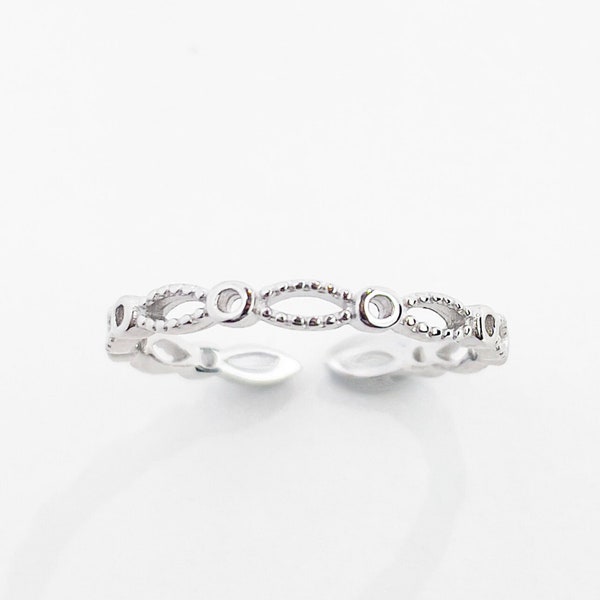 Geometrische Sterling Silber Ring - Minimalist Silber Offener Ring Geschenk für Frauen - Schlichter Silber Statement Ring