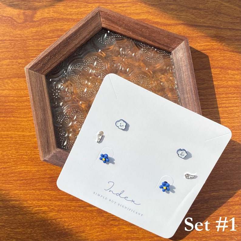 Blue Cute Earrings Set for 3 - Set #1