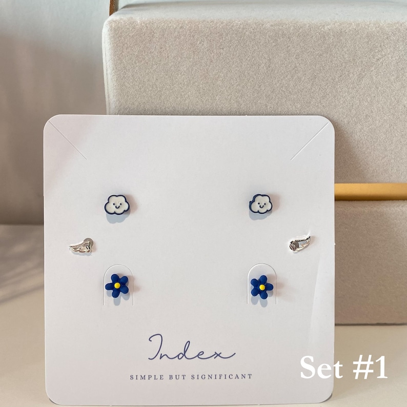 Blue Cute Earrings Set for 3 - Set #1