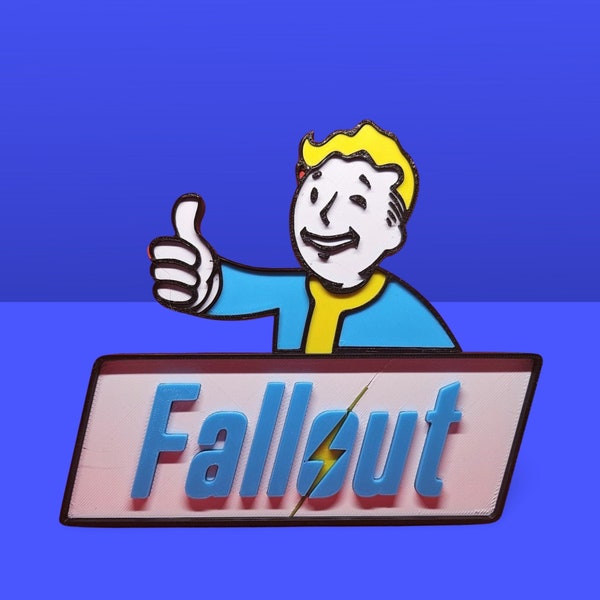 Fallout Vault Boy Logo - Handmade 3D Printed Sign for Cosplay & Decor