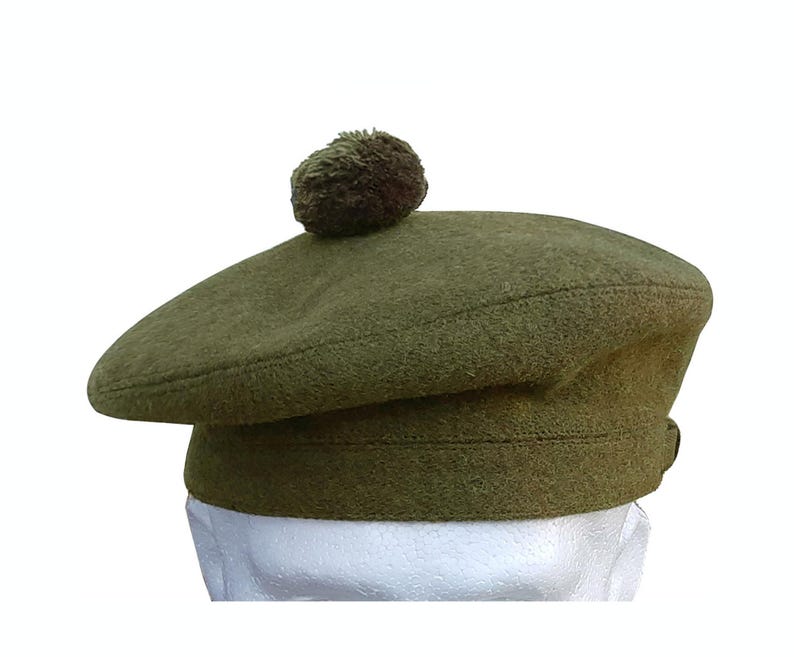 Berretto Scozzese Tam O' Shanter In Lana – Balmoral Army Cap – Prodotto A Mano – Verde – Taglie Dalla 55 Alla 64