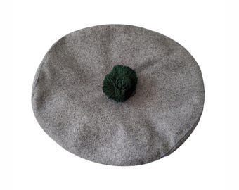Tam O' Shanter, Tam Hat, Scottish Bonnet, Grey Wool Beret, Tammy, Highlander Cap, Bonnie