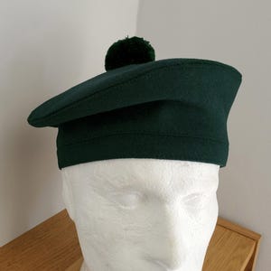Green Tam O&#39;Shanter,  Highlander Tam, Scottish Tam, Winter Hat, Men&#39;s Tam, Party Outfit, Scottish Bonnet, Gift