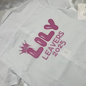 Pink Girly Style Leavers Shirts Personalised School Leavers 2025 pink-girly-style-leavers-shirts-personalised-school-leavers-2025