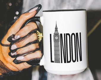 11&15oz London Big Ben Mug | Black and White Kitchen | City Lover Gifts