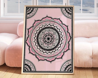 Pink Mandala Poster  |  Peaceful and Spiritual Wall Art  |  Tranquil Space Home Decor