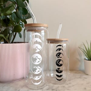 Mondphasen Glasbecher | Ästhetische Eiskaffeetasse