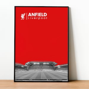 Liverpool FC Anfield Stadium Poster | Football Wall Art | Reds Memorabilia | Soccer Gift Idea