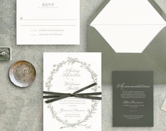 Circle Florals Wedding Invitation Template | Vintage Editable Set (Digital Download)