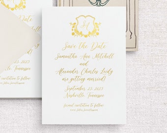 Floral Wedding Save the Date Template | Editable Crest (Digital Download)