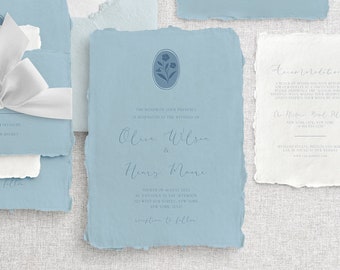 Floral Crest Wedding Invitation Template Set | DIY Editable Invites (Digital Download)