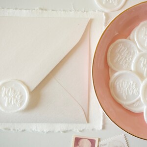 Mr. & Mrs. Wax Seals - SHIPS TODAY | Wedding Invitation Wax Stamp | Peel and Stick Wax Seal | White Pearl Wax Seal Sticker for Envelope