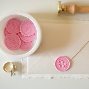 Mr. & Mrs. Wax Seals, Self Adhesive | Wedding Invitation Wax Stamp | Peel and Stick Wax Seal | Custom Wax Seal Sticker for Envelope