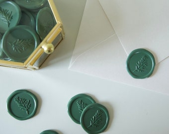Green Leaf Wax Seals, Self Adhesive Stickers, Wedding Invitation