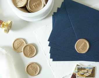 Gold Leaf Sprig Wax Seals, Self Adhesive Wedding Stickers