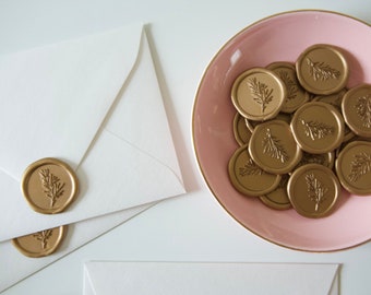 Antique Gold Leaf Sprig Wax Seals, Self Adhesive Stickers