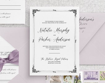 Vintage Frame Wedding Invitation Template | Editable RSVP Card (Digital Download)